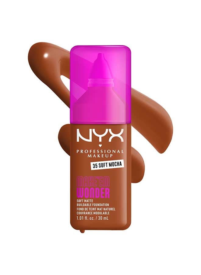 NYX PROFESSIONAL MAKEUP Make 'EM Wonder, 24H Soft Matte Foundation, Undetectable  Finish, Soft Mocha - Image 1